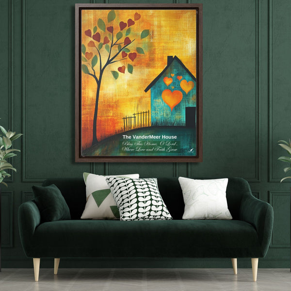 Bless This Home: Personalized 'Where Love and Faith Grow' Framed Canvas printify