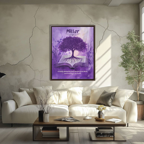 Blessed and Rooted: Personalized 'A Family Blessed by God, Rooted in His Word, and Growing in His Grace' Canvas Canvas printify