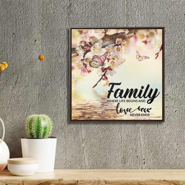 Endless Love: 'Family, Where Life Begins and Love Never Ends' Framed Canvas Art Canvas Printify