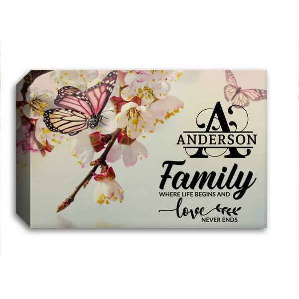 Eternal Love Family Canvas: "Where Life Begins and Love Never Ends" Canvas customcat White 12"x8"