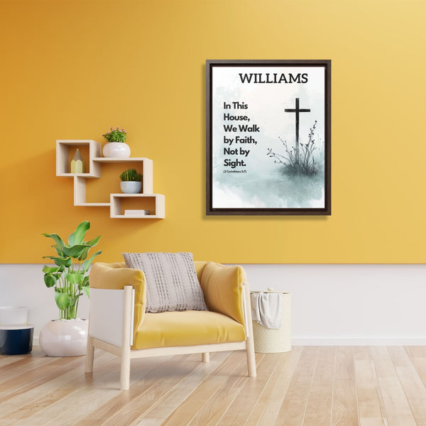 Faithful Living: 'In This House, We Walk by Faith, Not by Sight' Framed Canvas printify
