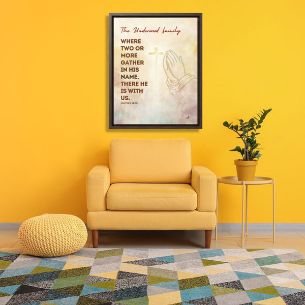 Gathered in His Name: Personalized 'Where Two or More Gather' Family Canvas Canvas Printify