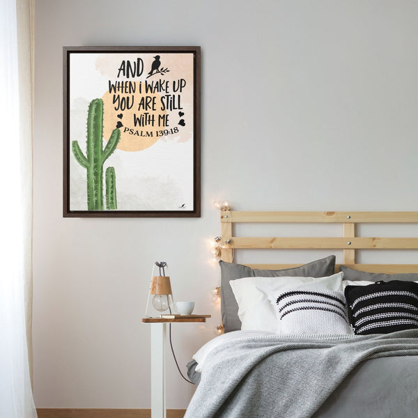 Morning Grace: 'And When I Wake Up, You Are Still With Me' Psalm 139:18 Framed Canvas Canvas Printify