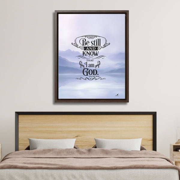 Peace in His Presence: 'Be Still and Know That I Am God' Framed Canvas Art Canvas Printify 16″ x 20″ Best Seller