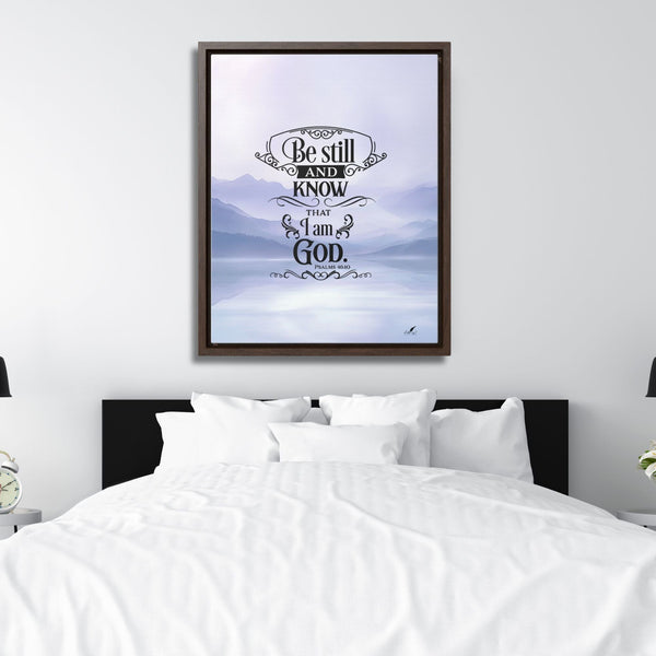 Peace in His Presence: 'Be Still and Know That I Am God' Framed Canvas Art Canvas Printify