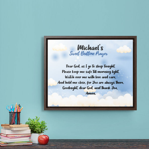 Sweet Dreams: Personalized Bedtime Prayer Framed Canvas for Kids printify