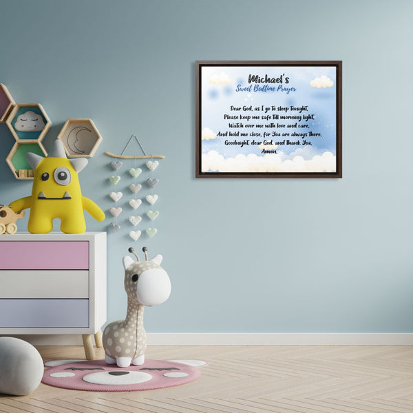 Sweet Dreams: Personalized Bedtime Prayer Framed Canvas for Kids printify