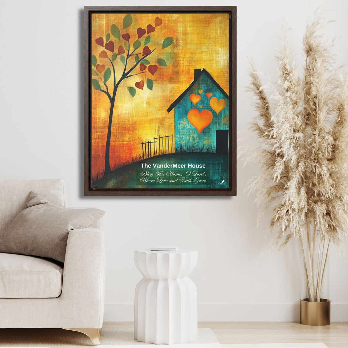 Bless This Home: Personalized 'Where Love and Faith Grow' Framed Canvas printify 