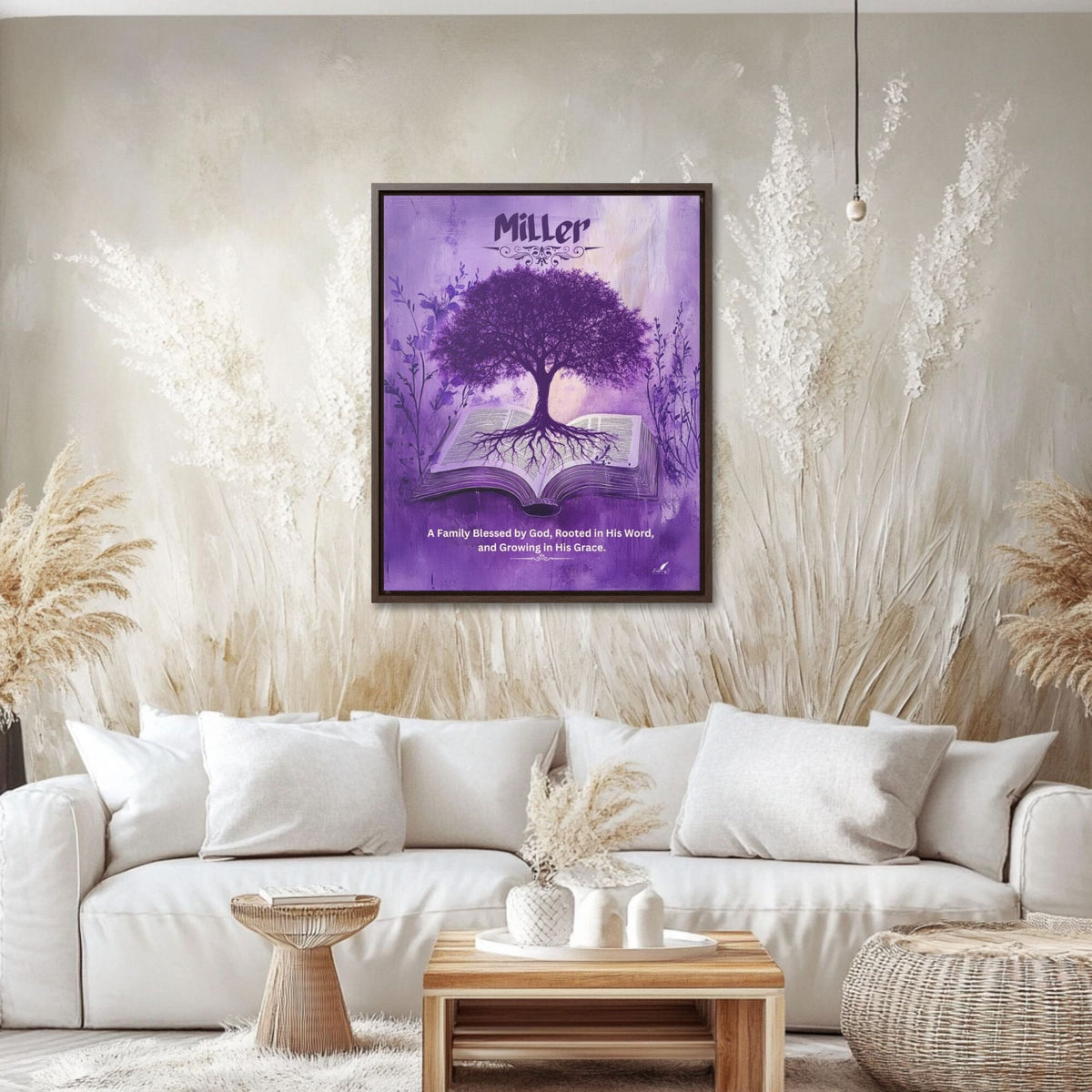 Blessed and Rooted: Personalized 'A Family Blessed by God, Rooted in His Word, and Growing in His Grace' Canvas Canvas printify 