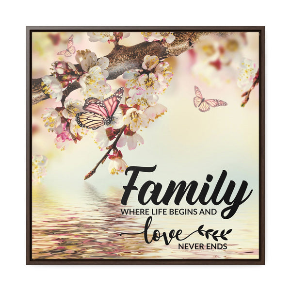 Endless Love: 'Family, Where Life Begins and Love Never Ends' Framed Canvas Art Canvas Printify 