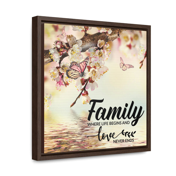 Endless Love: 'Family, Where Life Begins and Love Never Ends' Framed Canvas Art Canvas Printify 