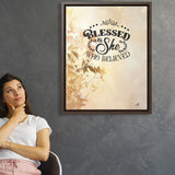 Faith Rewarded: 'Blessed Is She Who Believed' Framed Canvas Art Canvas Printify 