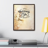 Faith Rewarded: 'Blessed Is She Who Believed' Framed Canvas Art Canvas Printify 