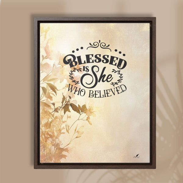 Faith Rewarded: 'Blessed Is She Who Believed' Framed Canvas Art Canvas Printify 