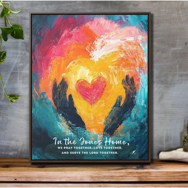 Faithful Family: Personalized 'In the [Family Name] Home, We Pray Together, Love Together, and Serve the Lord Together' Canvas Canvas printify 