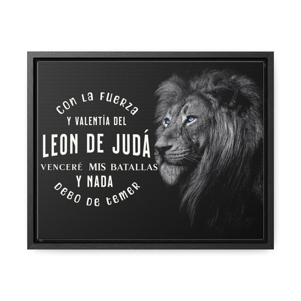 "Fuerza y Valentía - El León de Judá" - Diseño Exclusivo de UFaith Canvas Printify 14″ x 11″ Black Premium Gallery Wraps (1.25″)