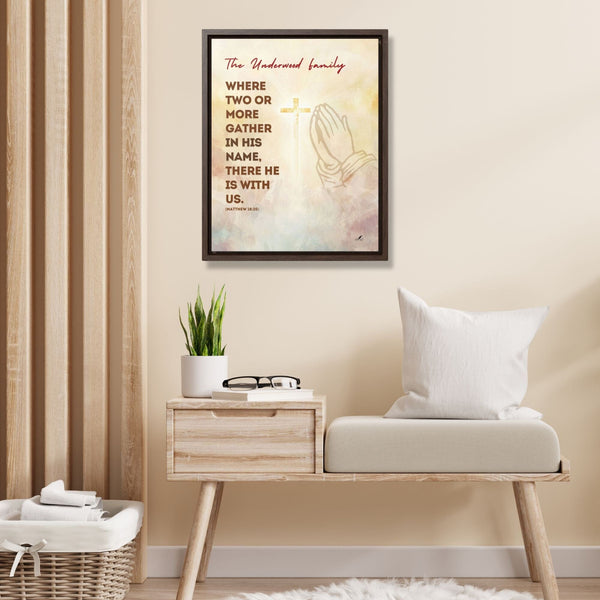 Gathered in His Name: Personalized 'Where Two or More Gather' Family Canvas Canvas Printify 