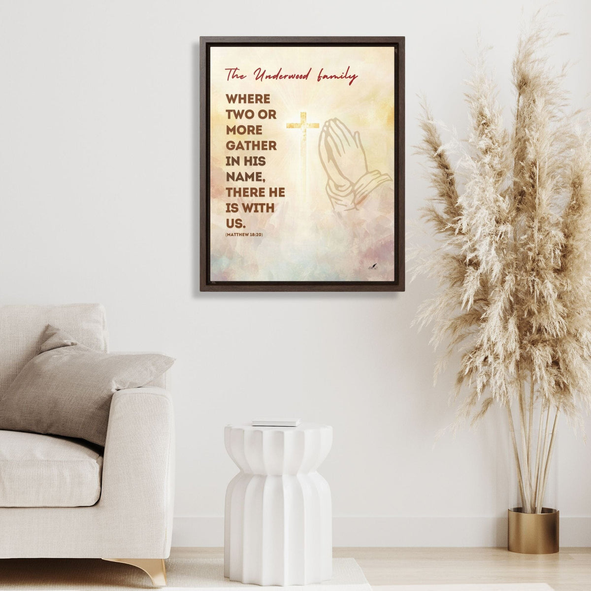 Gathered in His Name: Personalized 'Where Two or More Gather' Family Canvas Canvas Printify 