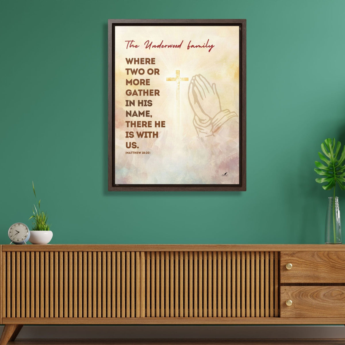 Gathered in His Name: Personalized 'Where Two or More Gather' Family Canvas Canvas Printify 