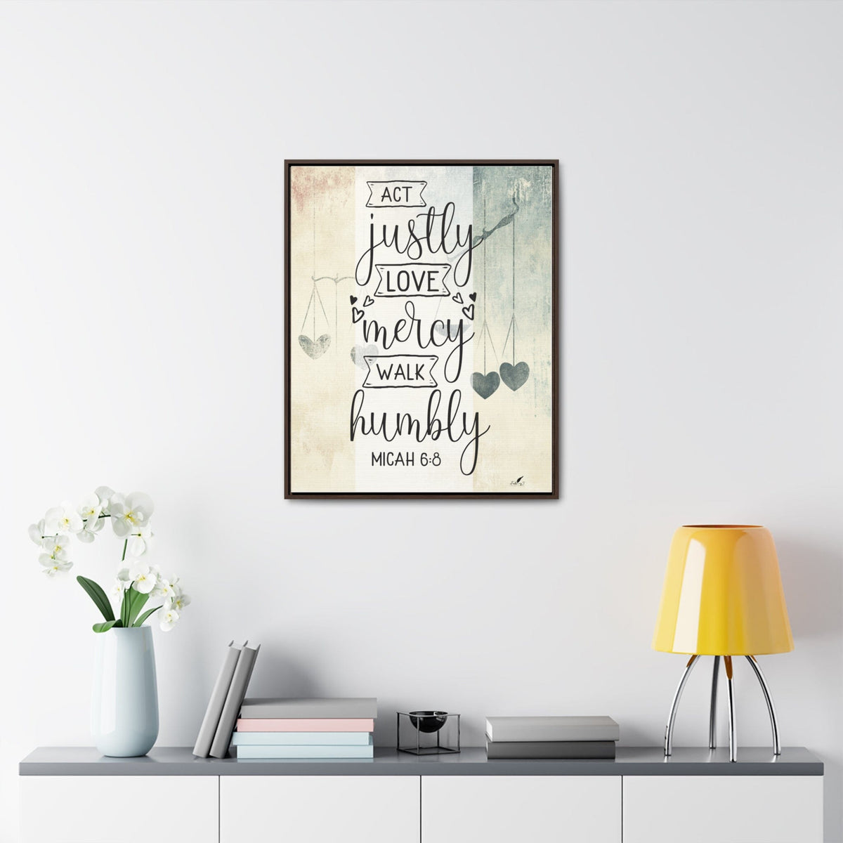 Live with Purpose: 'Act Justly, Love Mercy, Walk Humbly' Micah 6:8 Framed Canvas Canvas Printify 