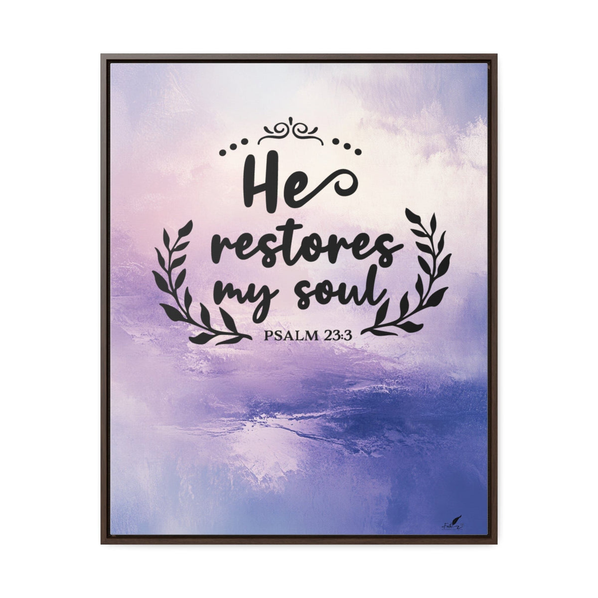 Peace and Restoration: 'He Restores My Soul' Framed Canvas Art Canvas Printify 24″ x 30″ 1.25" Walnut