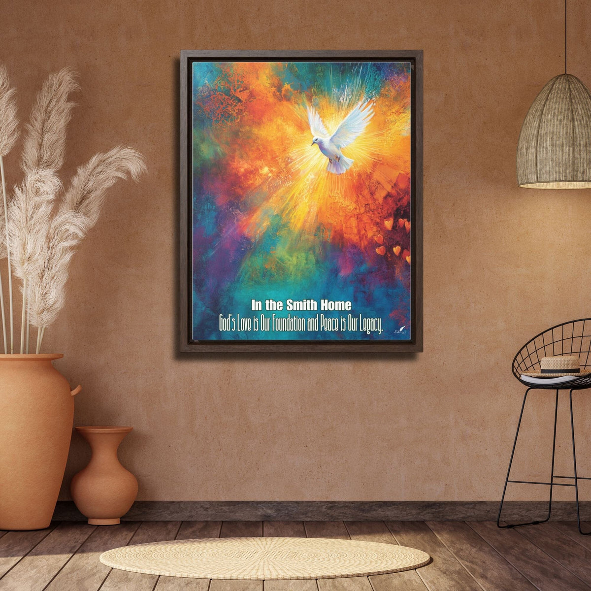 Personalized 'In the [Family Name] Home: God’s Love is Our Foundation, Peace is Our Legacy' Framed Canvas printify 