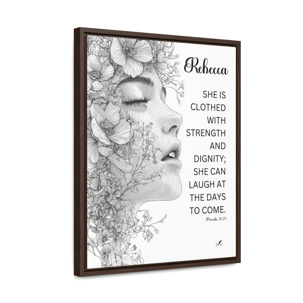 Strength and Dignity: Proverbs 31:25 Framed Canvas Art Canvas printify 