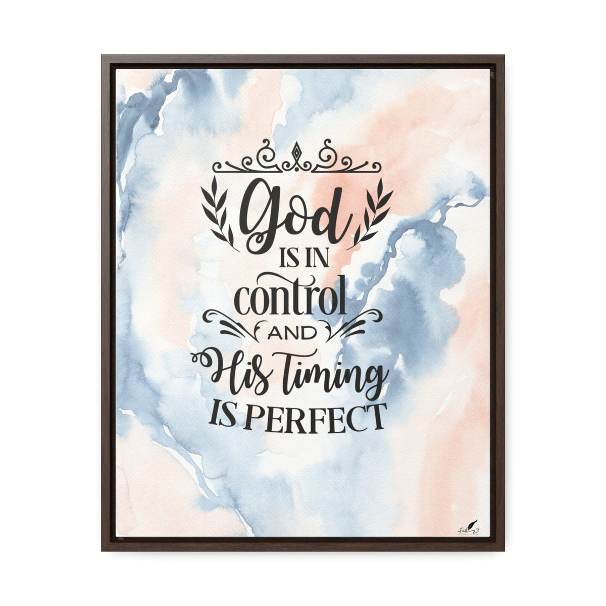 Trust in His Plan: A Timeless Framed Canvas Reminder That God's Timing is Perfect Canvas Printify 16″ x 20″ 1.25" Walnut