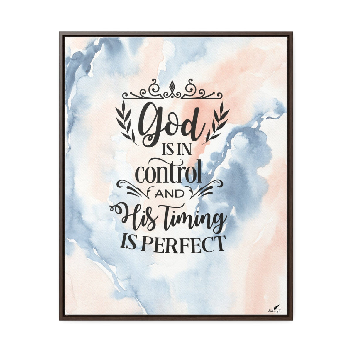 Trust in His Plan: A Timeless Framed Canvas Reminder That God's Timing is Perfect Canvas Printify 24″ x 30″ 1.25" Walnut