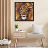 Unshakable Courage: 'Be Strong, Brave, Fearless – The Lion of Judah Is With You' Framed Canvas Art Canvas Printify 10″ × 10″ Walnut 