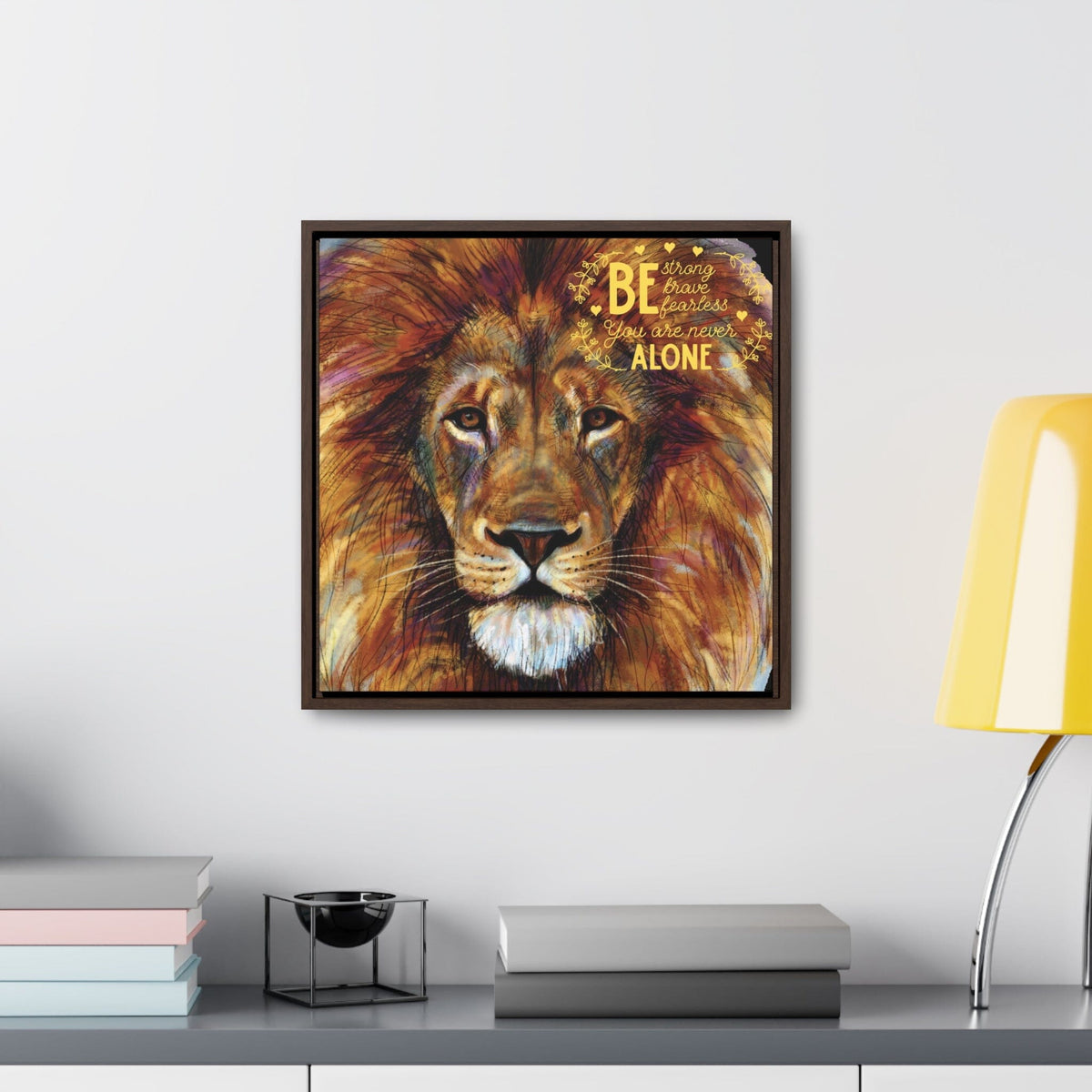 Unshakable Courage: 'Be Strong, Brave, Fearless – The Lion of Judah Is With You' Framed Canvas Art Canvas Printify 