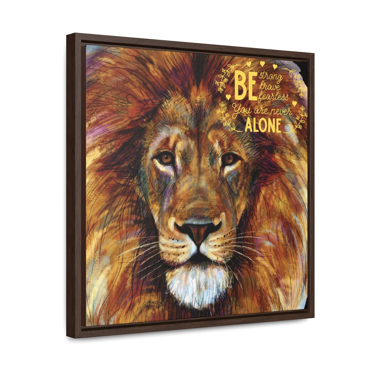 Unshakable Courage: 'Be Strong, Brave, Fearless – The Lion of Judah Is With You' Framed Canvas Art Canvas Printify 