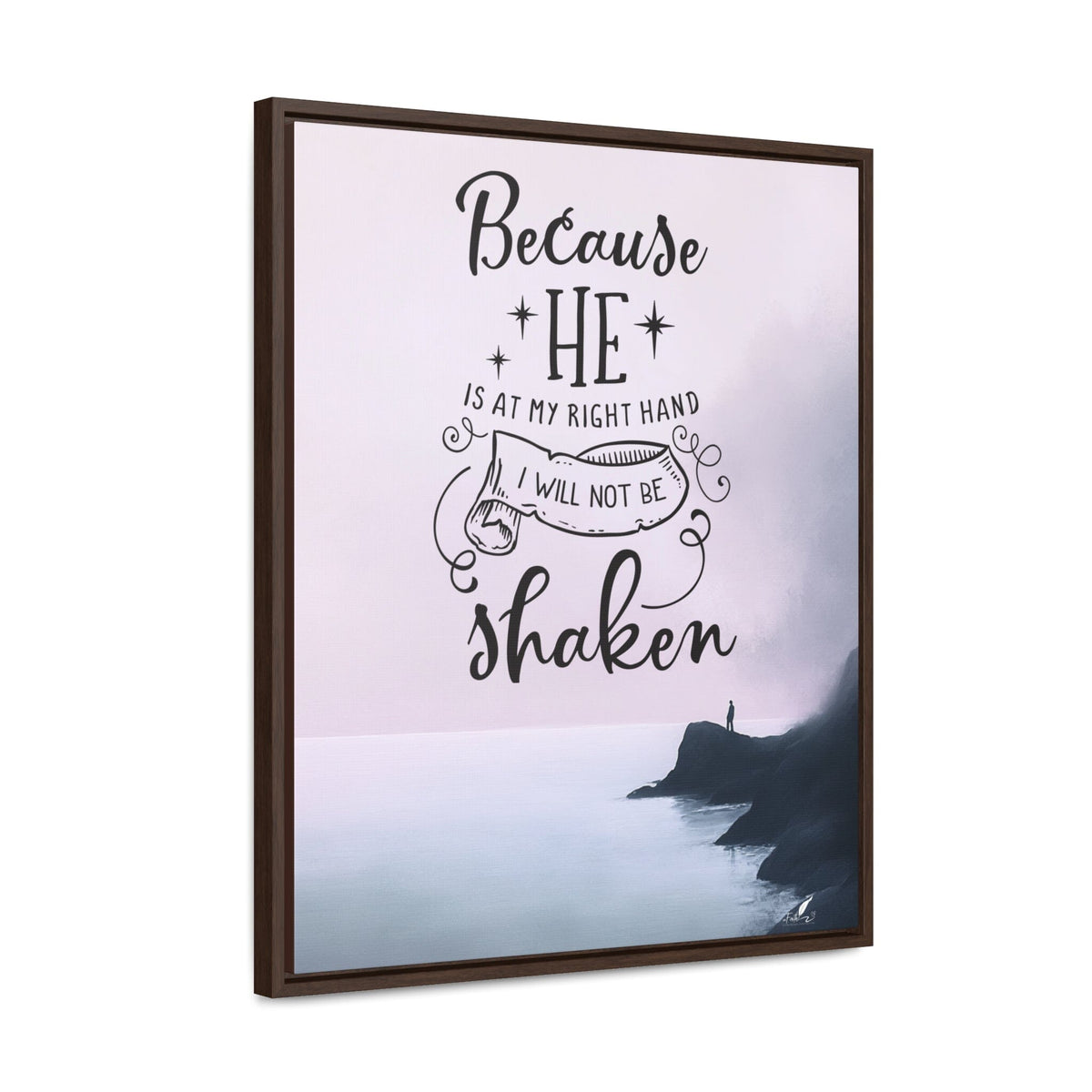 Unshakable Faith: 'Because He Is My Right Hand, I Will Not Be Shaken' Framed Canvas Art Canvas Printify 