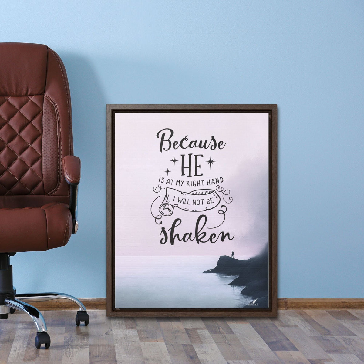 Unshakable Faith: 'Because He Is My Right Hand, I Will Not Be Shaken' Framed Canvas Art Canvas Printify 