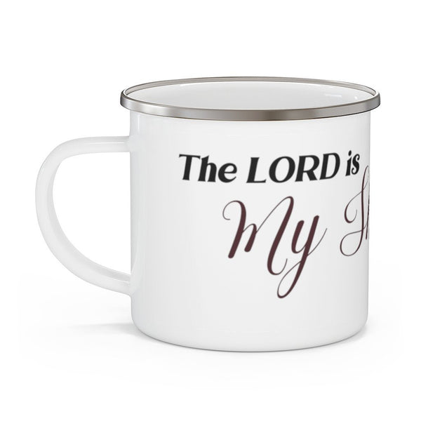 Bible Verse Coffee Mug - The Lord is My Shepherd - Enamel Camping Mug Mug Printify 