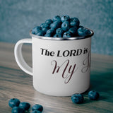 Bible Verse Coffee Mug - The Lord is My Shepherd - Enamel Camping Mug Mug Printify 
