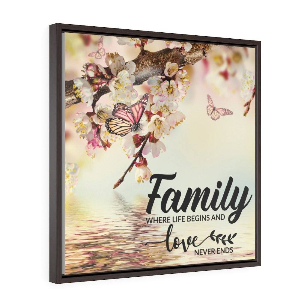 Family Wall Art: Family where life begins and Love never ends - Square Framed Premium Gallery Wrap Canvas Canvas Printify 24″ × 24″ Walnut Premium Gallery Wraps (1.25″)