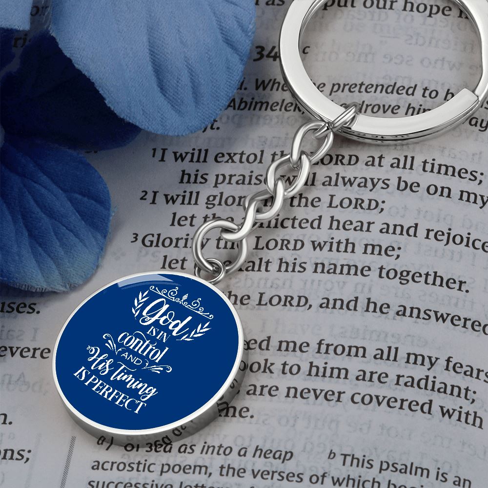 God is in Control - Graphic Circle Keychain Jewelry ShineOn Fulfillment 