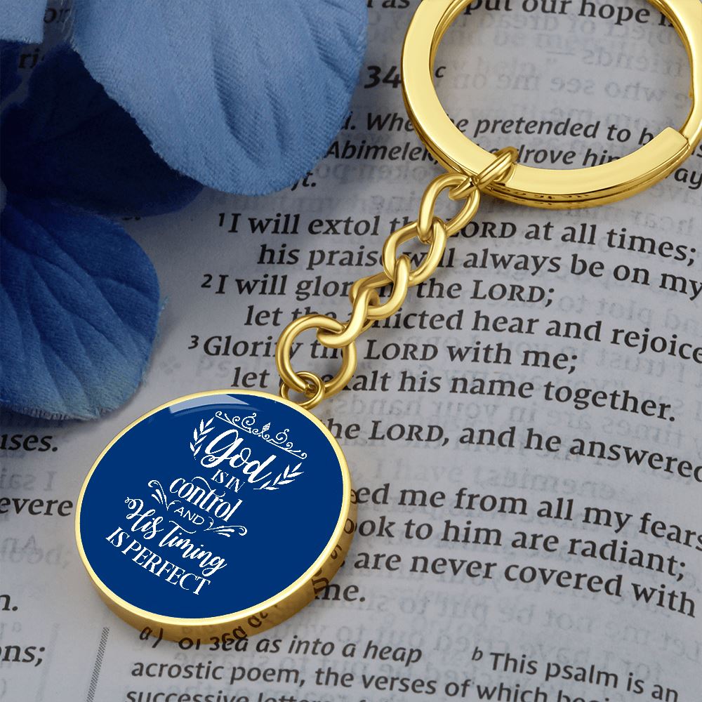God is in Control - Graphic Circle Keychain Jewelry ShineOn Fulfillment 