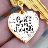 God is my Strength - Graphic Heart Keychain Jewelry ShineOn Fulfillment 