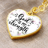 God is my Strength - Graphic Heart Keychain Jewelry ShineOn Fulfillment Graphic Heart Keychain (Gold) No 