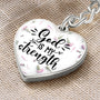 God is my Strength - Graphic Heart Keychain Jewelry ShineOn Fulfillment Graphic Heart Keychain (Silver) No 