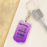 Graphic Dog Tag Keychain for Her - Blessed is She who has Believed... Jewelry ShineOn Fulfillment 