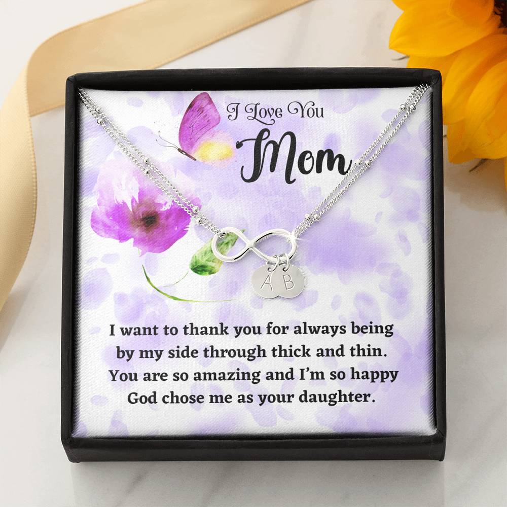 Infinity Bracelet gift for Mom - I Love you Mom Jewelry ShineOn Fulfillment 14k White Gold Bracelet + 2 Charms 