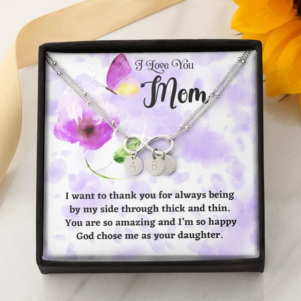 Infinity Bracelet gift for Mom - I Love you Mom Jewelry ShineOn Fulfillment 14k White Gold Bracelet + 3 Charms 
