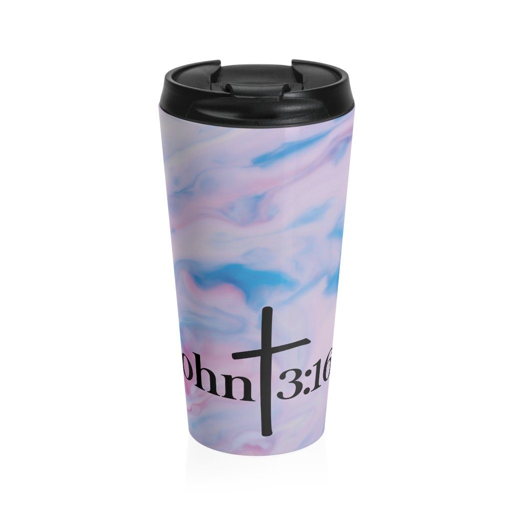 John 3:16 - Stainless Steel pastel color Travel Mug - A unique gift Mug Printify 15oz 