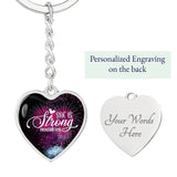 She is Strong - Proverbs 31:25 - Graphic Heart Keychain Jewelry ShineOn Fulfillment Graphic Heart Keychain (Silver) Yes 